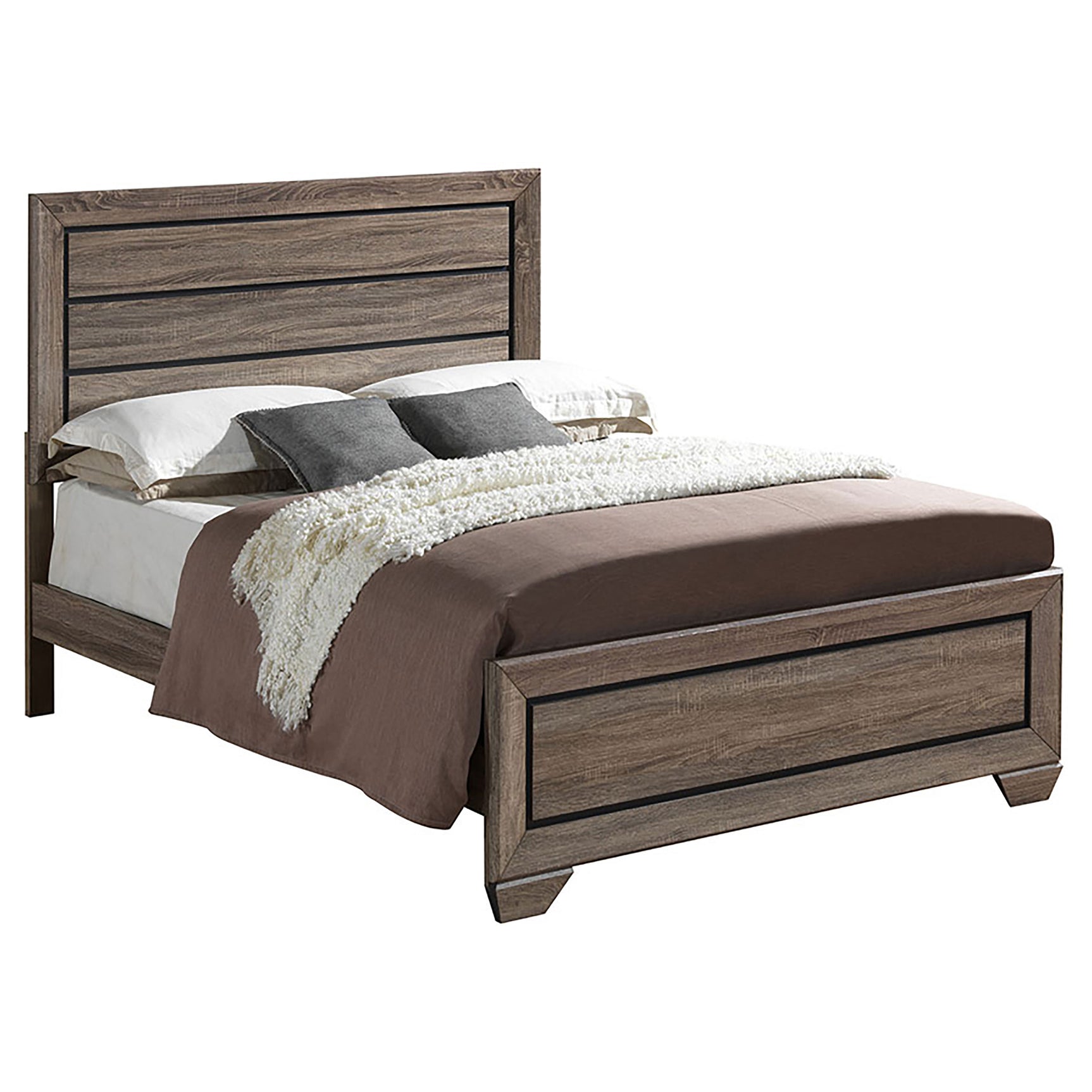 Kauffman 5-piece Queen Bedroom Set Washed Taupe - Tampa Furniture Outlet