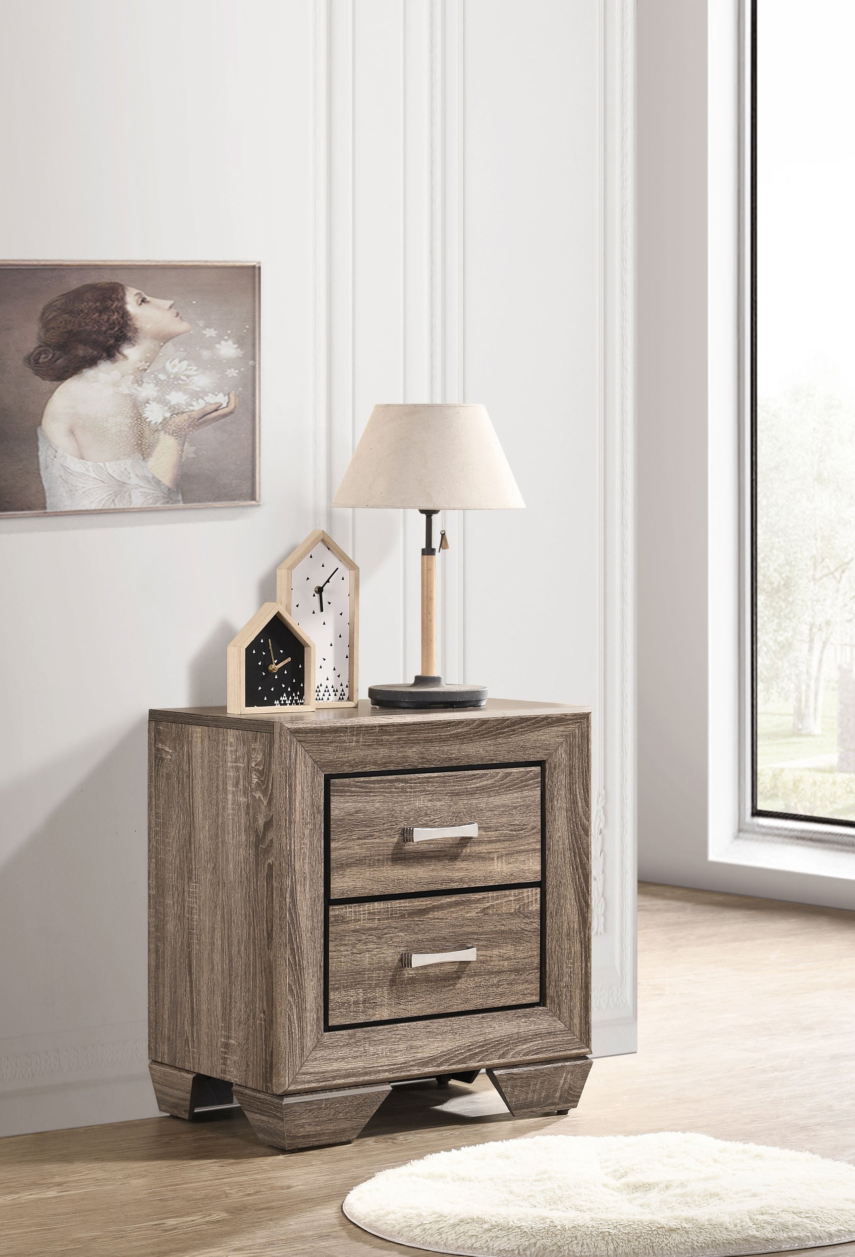 Kauffman 2-drawer Nightstand Washed Taupe - Tampa Furniture Outlet