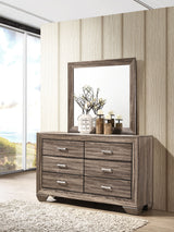 Kauffman 6-drawer Dresser with Mirror Washed Taupe - Tampa Furniture Outlet