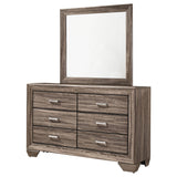 Kauffman 6-drawer Dresser with Mirror Washed Taupe - Tampa Furniture Outlet
