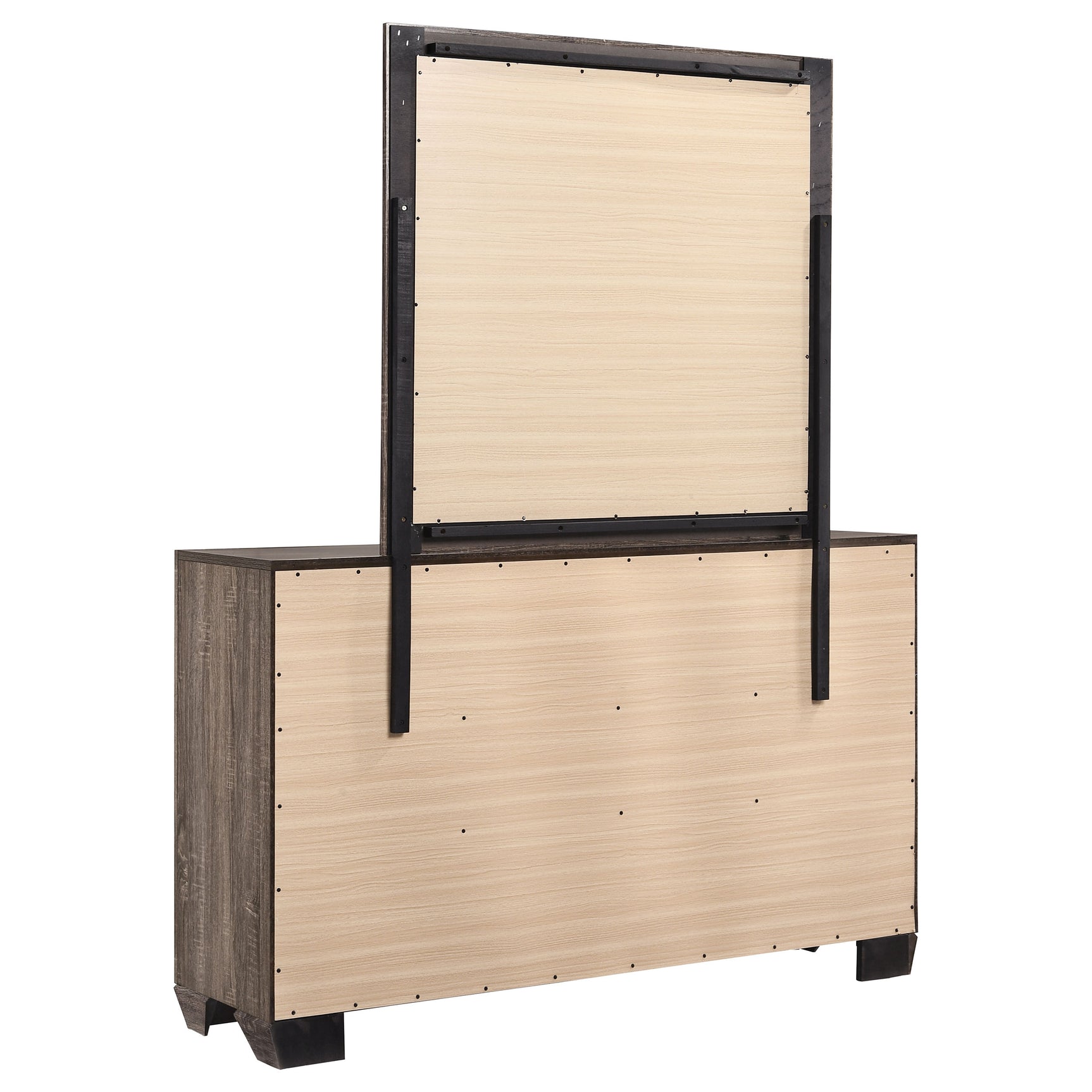 Kauffman 6-drawer Dresser with Mirror Washed Taupe - Tampa Furniture Outlet