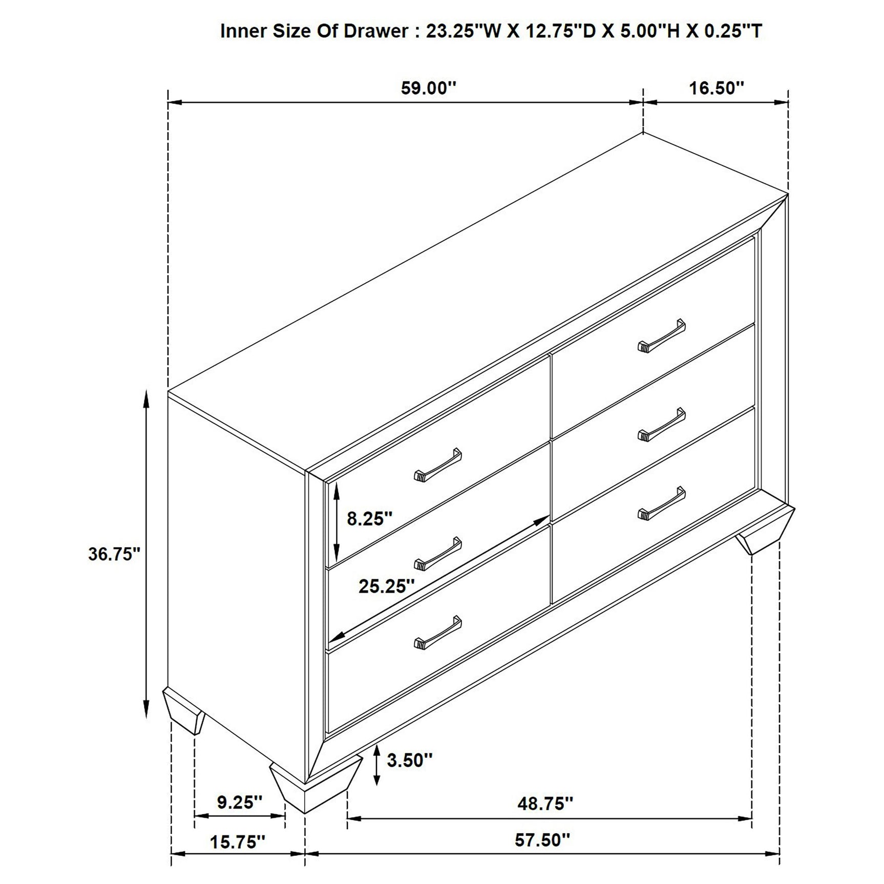 Kauffman 6-drawer Dresser Washed Taupe - Tampa Furniture Outlet