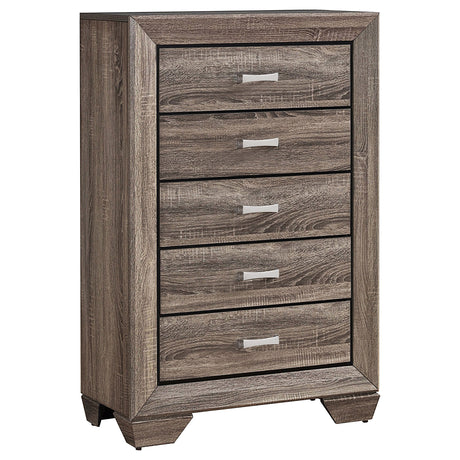 Tampa Furniture Outlet - Coaster - Kauffman 5-drawer Bedroom Chest Washed Taupe - 204195