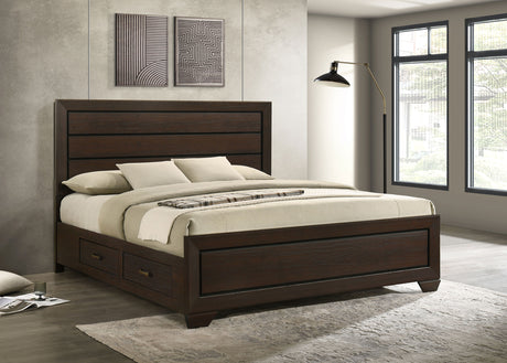 Kauffman Wood Eastern King Storage Panel Bed Dark Cocoa - Tampa Furniture Outlet
