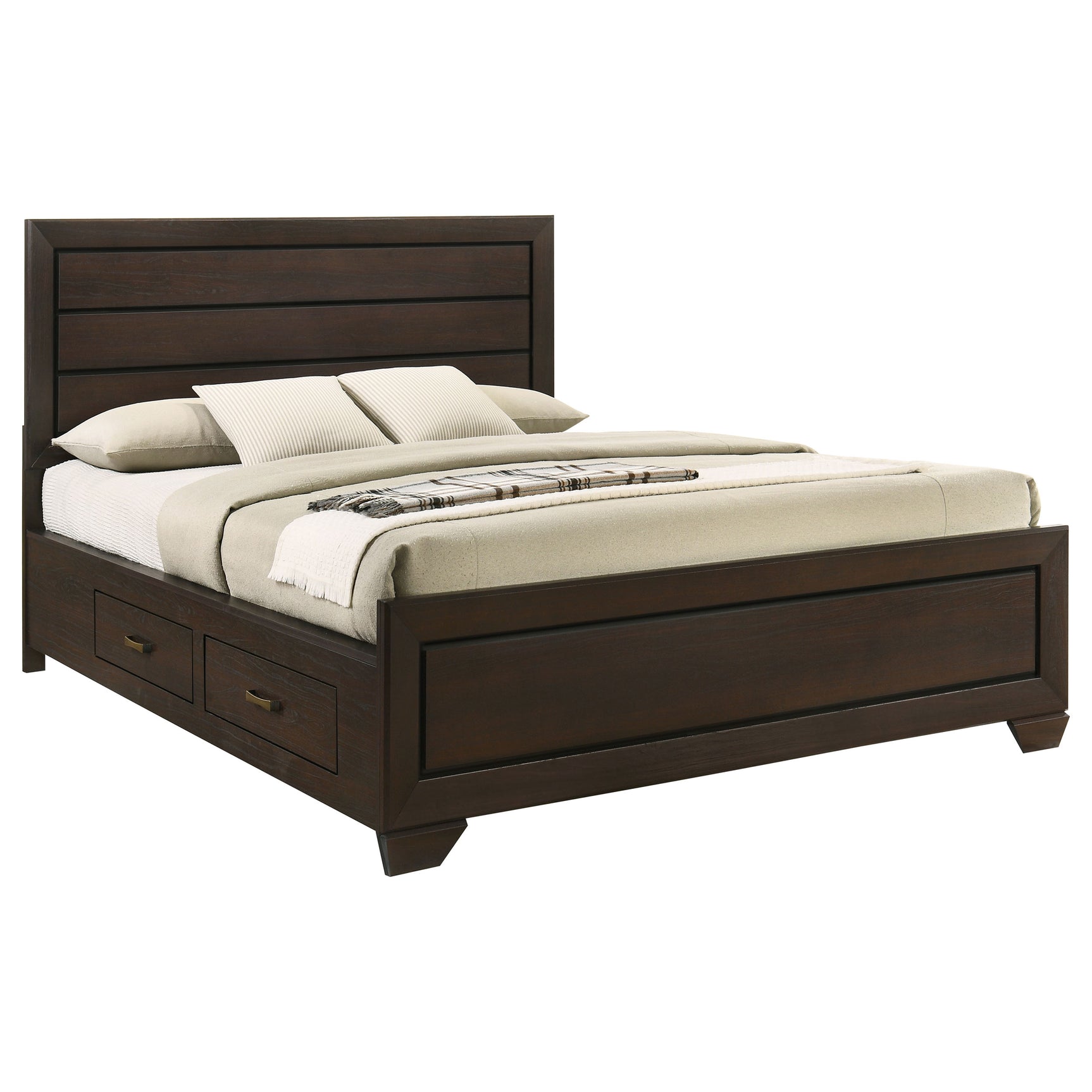 Kauffman Wood California King Storage Panel Bed Dark Cocoa - Tampa Furniture Outlet
