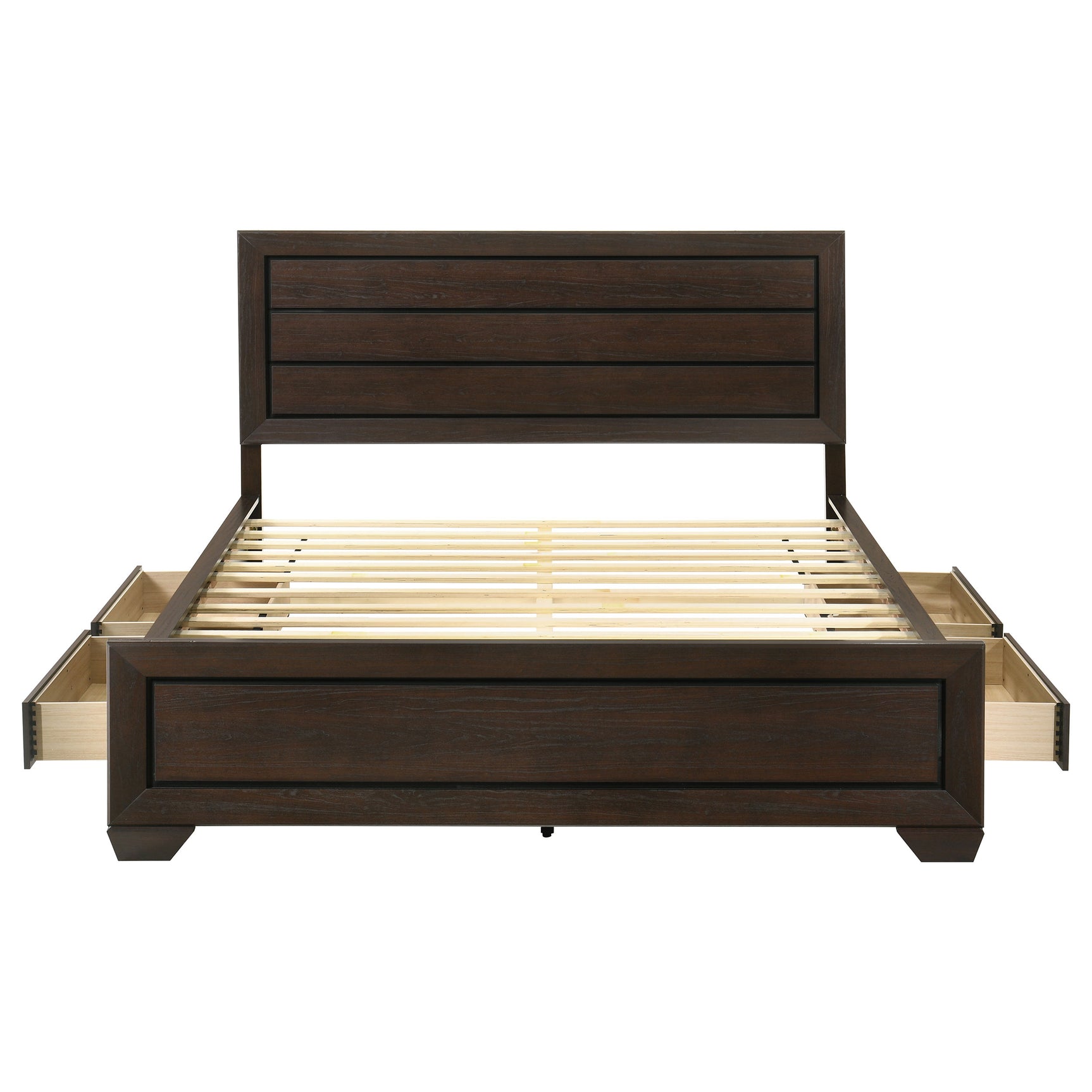 Kauffman Wood California King Storage Panel Bed Dark Cocoa - Tampa Furniture Outlet