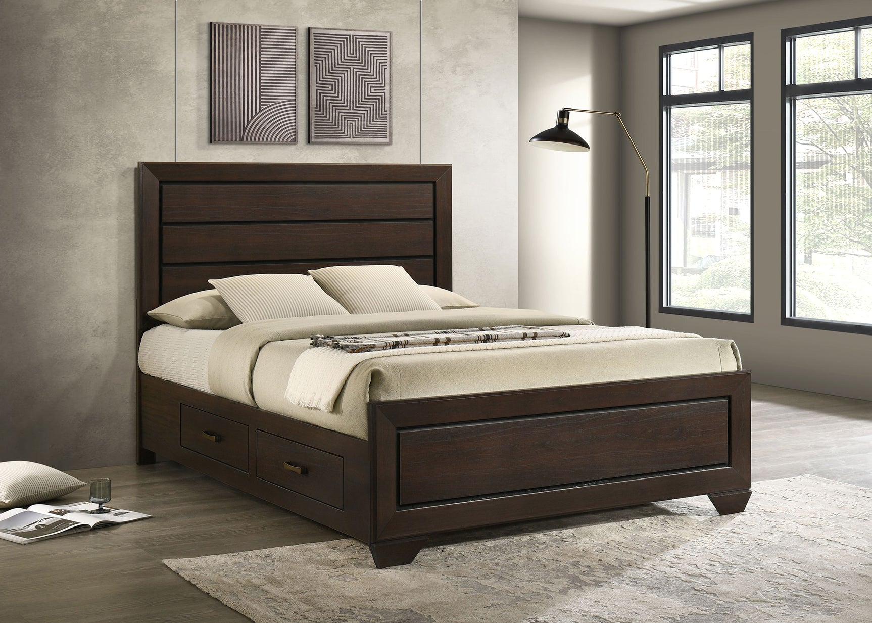 Kauffman Wood Queen Storage Panel Bed Dark Cocoa - Tampa Furniture Outlet