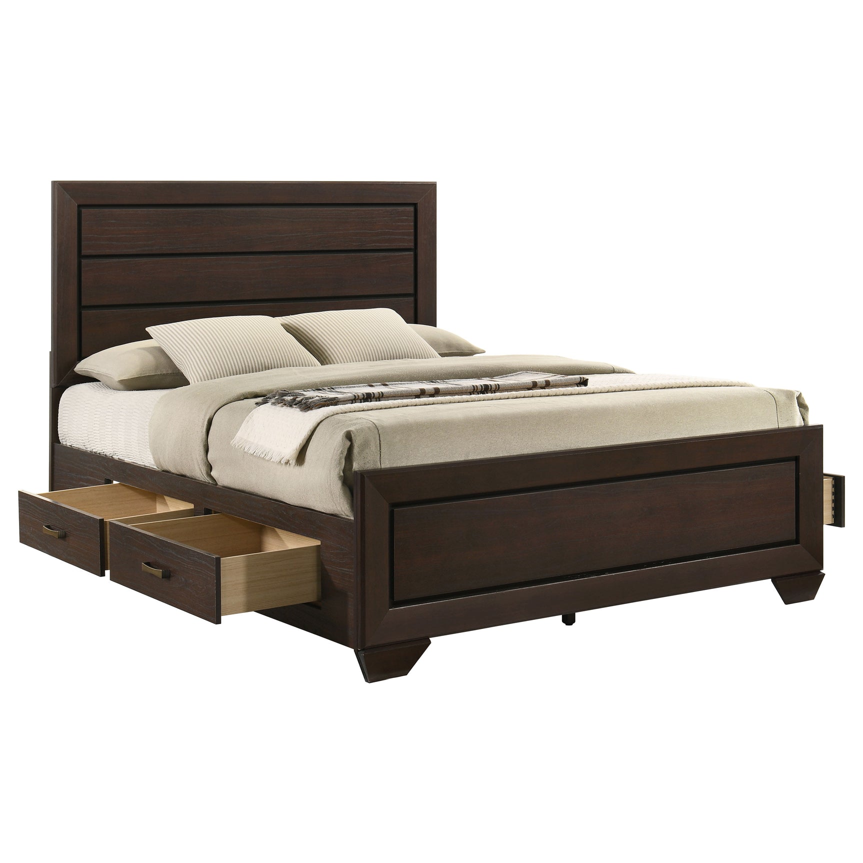 Kauffman Wood Queen Storage Panel Bed Dark Cocoa - Tampa Furniture Outlet