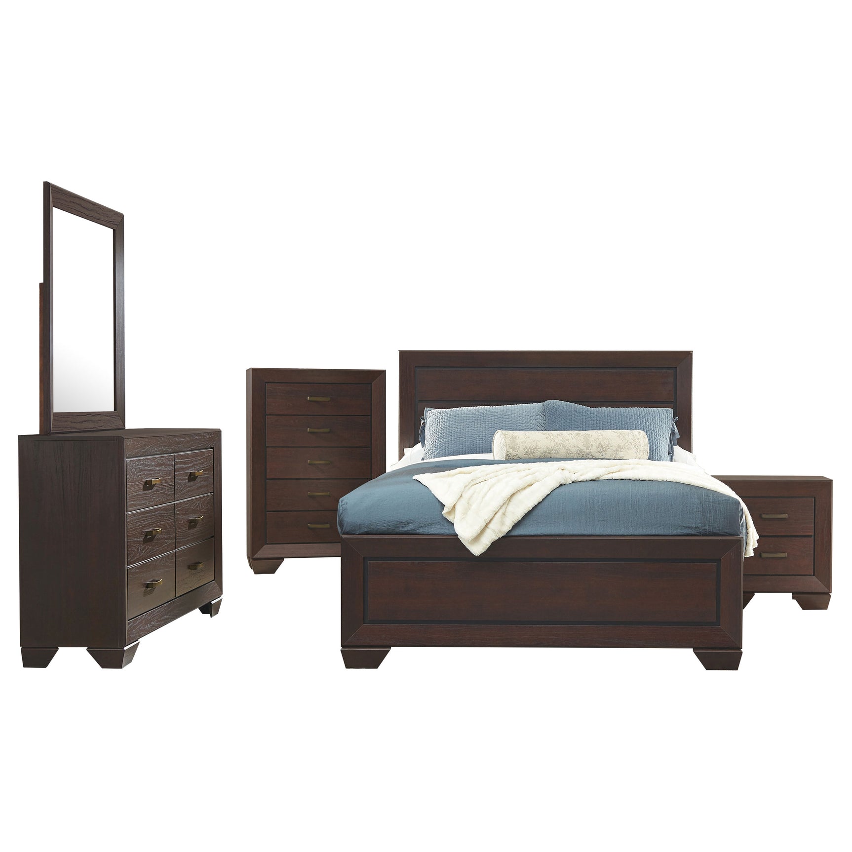 Kauffman 5-piece Eastern King Bedroom Set Dark Cocoa - Tampa Furniture Outlet