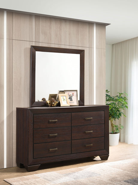 Kauffman 6-drawer Dresser with Mirror Dark Cocoa - Tampa Furniture Outlet