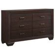 Tampa Furniture Outlet - Coaster - Kauffman 6-drawer Dresser Dark Cocoa - 204393