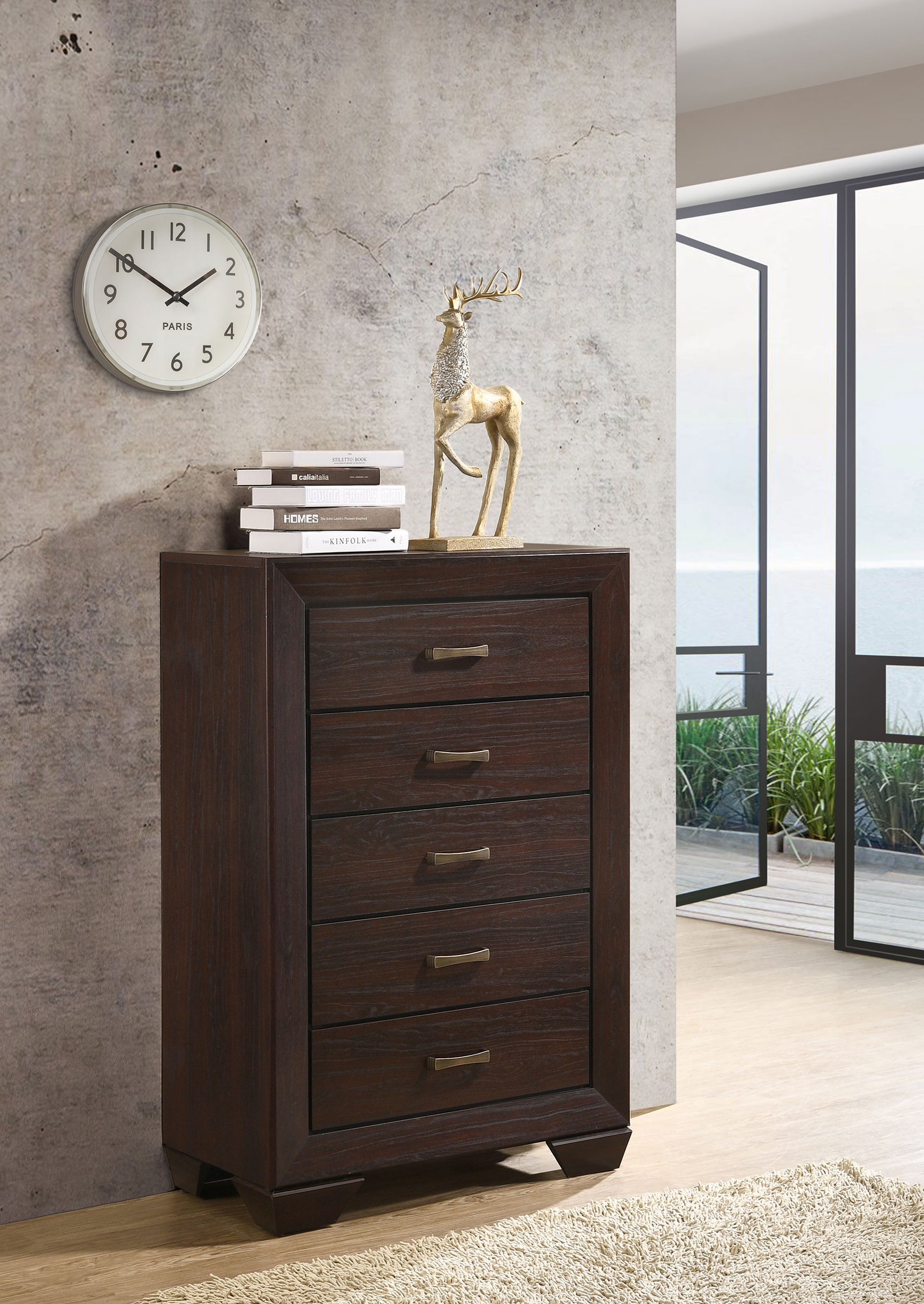 Kauffman 5-drawer Bedroom Chest Dark Cocoa - Tampa Furniture Outlet