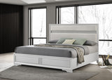 Miranda 54-inch Upholstered Eastern King Panel Bed White - Tampa Furniture Outlet