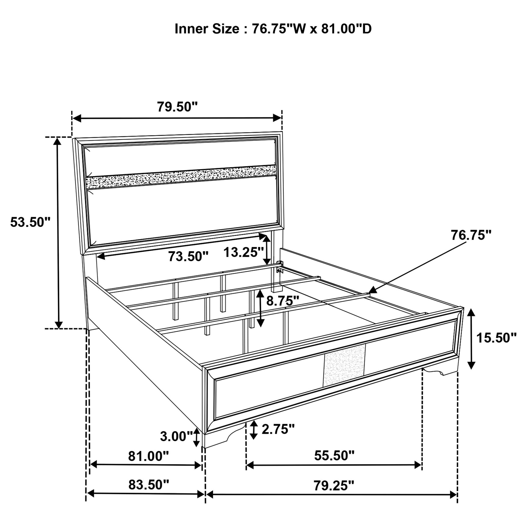 Miranda 54-inch Upholstered Eastern King Panel Bed White - Tampa Furniture Outlet