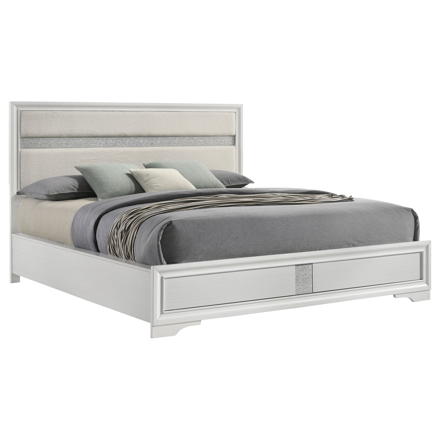 Miranda 54-inch Upholstered California King Panel Bed White - Tampa Furniture Outlet