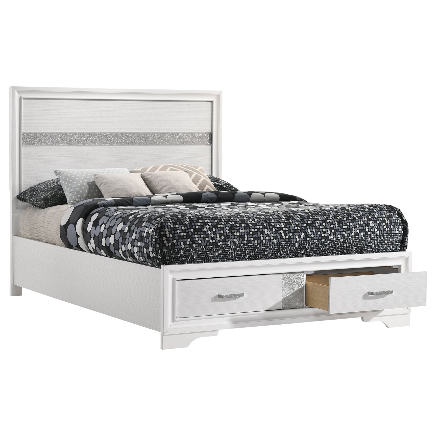 Miranda 51-inch Wood Full Storage Panel Bed White - Tampa Furniture Outlet