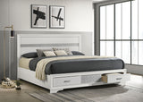 Miranda 51-inch Wood Eastern King Storage Panel Bed White - Tampa Furniture Outlet