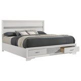 Miranda 51-inch Wood Eastern King Storage Panel Bed White - Tampa Furniture Outlet