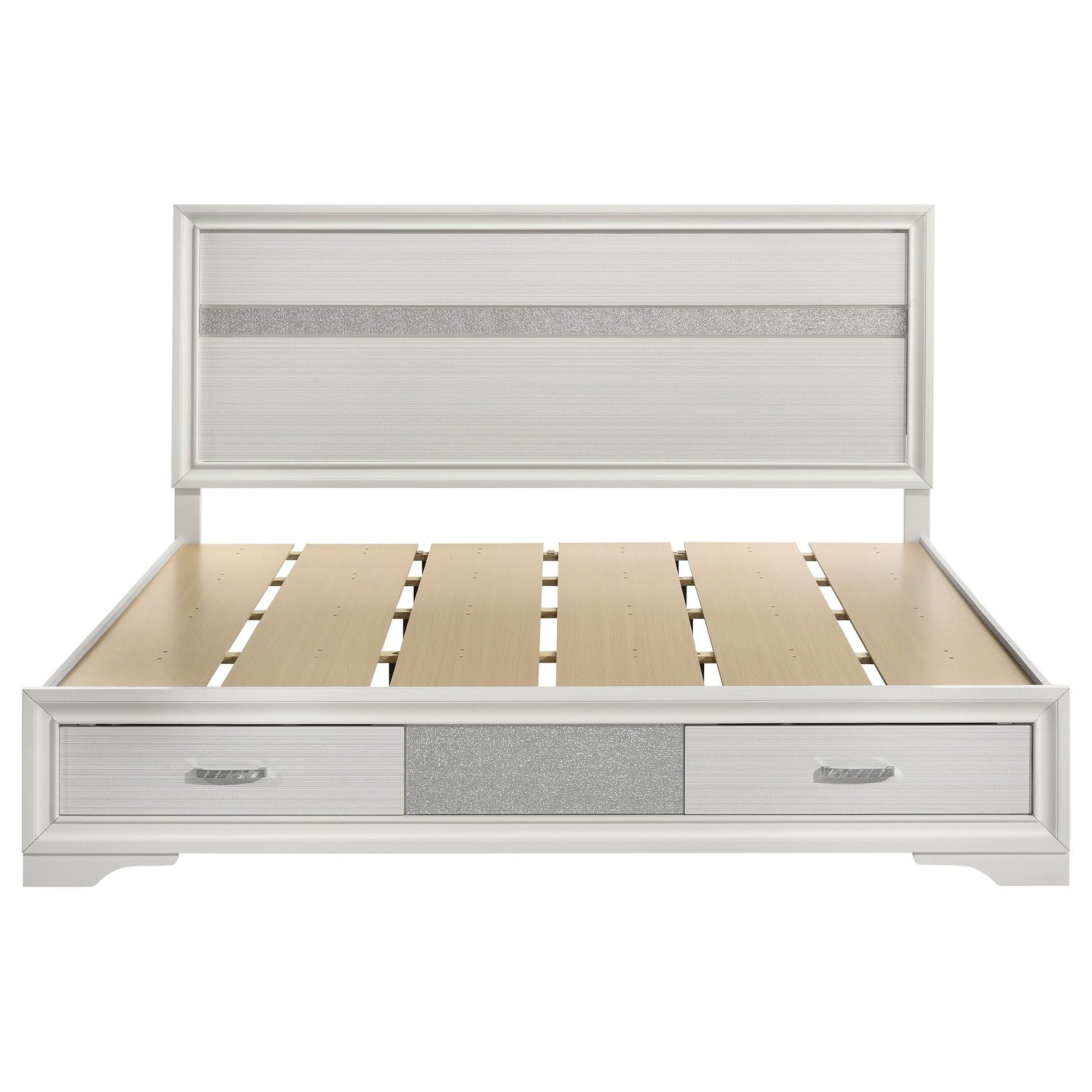 Miranda 51-inch Wood Eastern King Storage Panel Bed White - Tampa Furniture Outlet