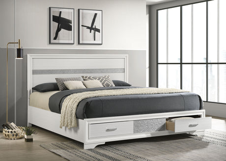 Miranda 51-inch Wood California King Storage Panel Bed White - Tampa Furniture Outlet