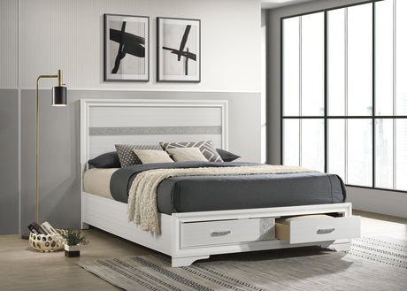 Miranda 51-inch Wood Queen Storage Panel Bed White - Tampa Furniture Outlet