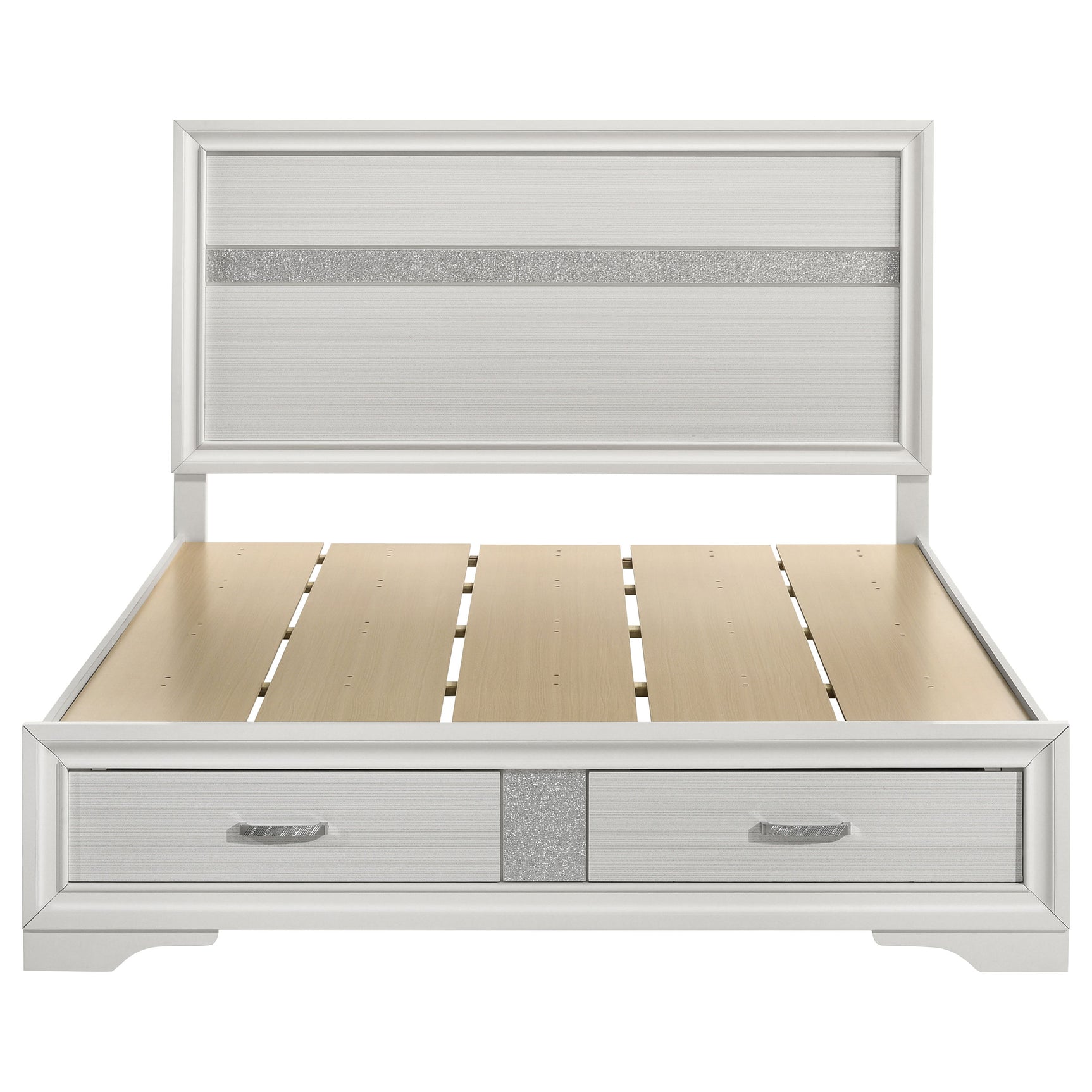 Miranda 51-inch Wood Queen Storage Panel Bed White - Tampa Furniture Outlet