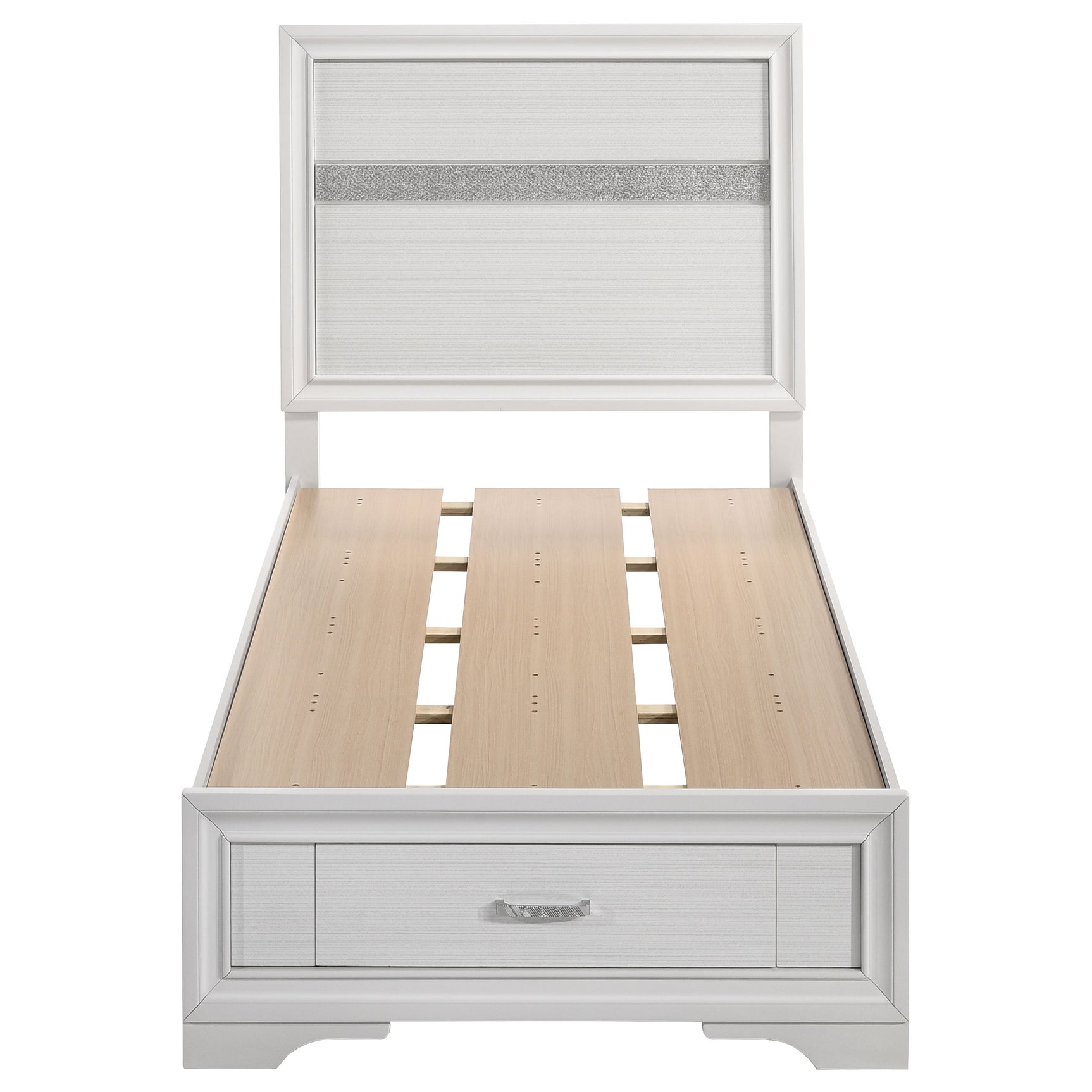 Miranda 51-inch Wood Twin Storage Panel Bed White - Tampa Furniture Outlet