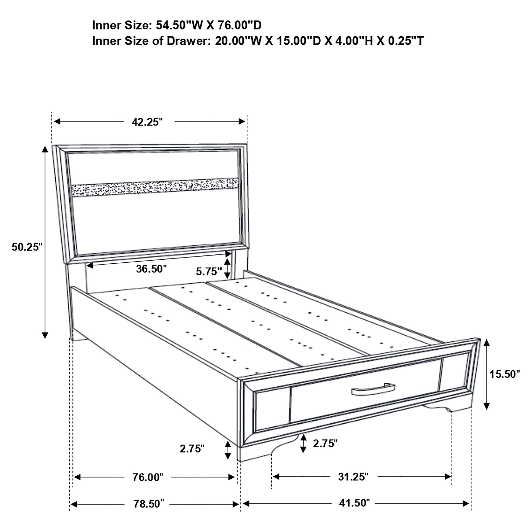 Miranda 51-inch Wood Twin Storage Panel Bed White - Tampa Furniture Outlet