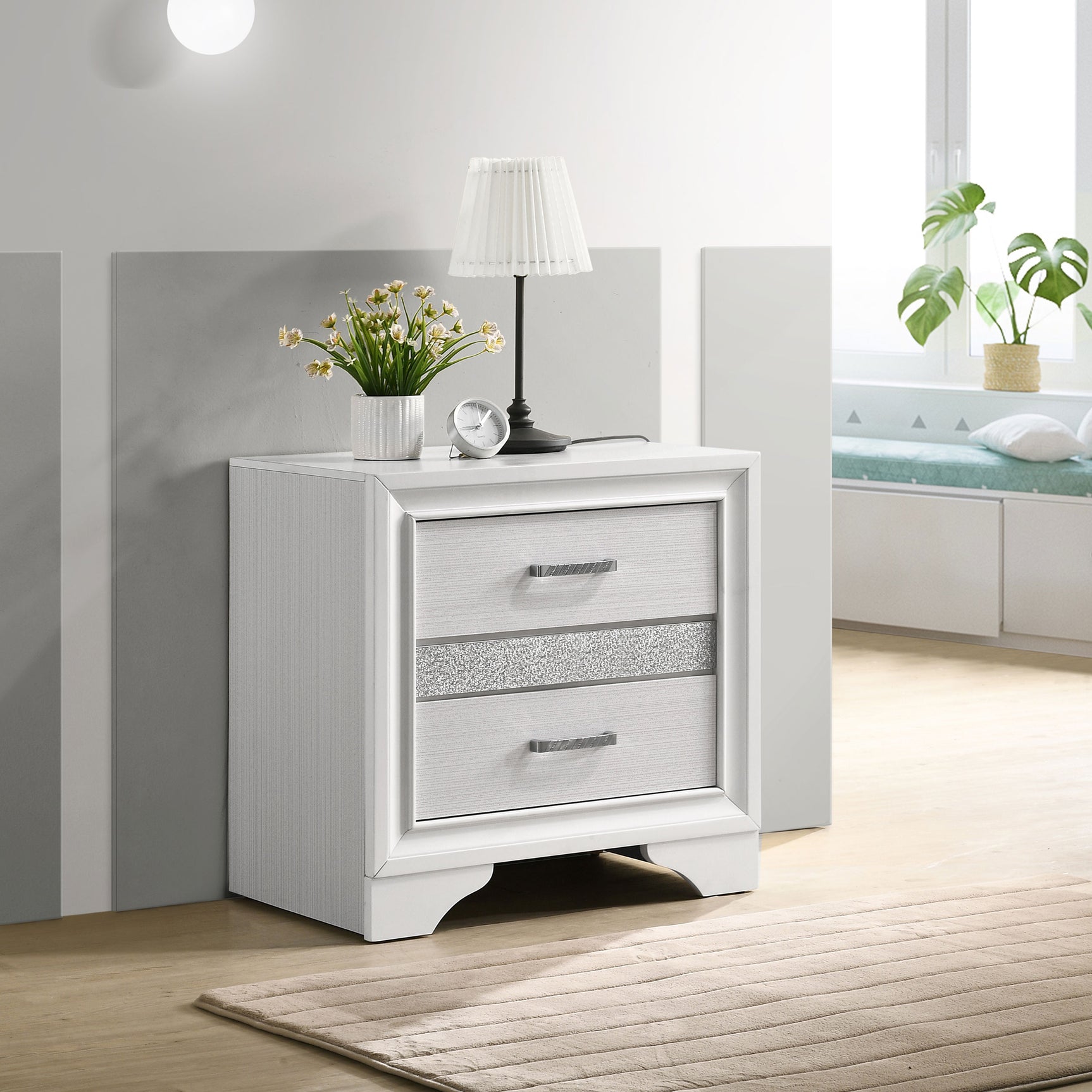 Miranda 3-drawer Nightstand Bedside Table White - Tampa Furniture Outlet