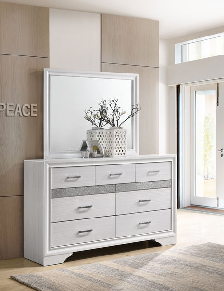 Miranda 7-drawer Dresser with Mirror White - Tampa Furniture Outlet