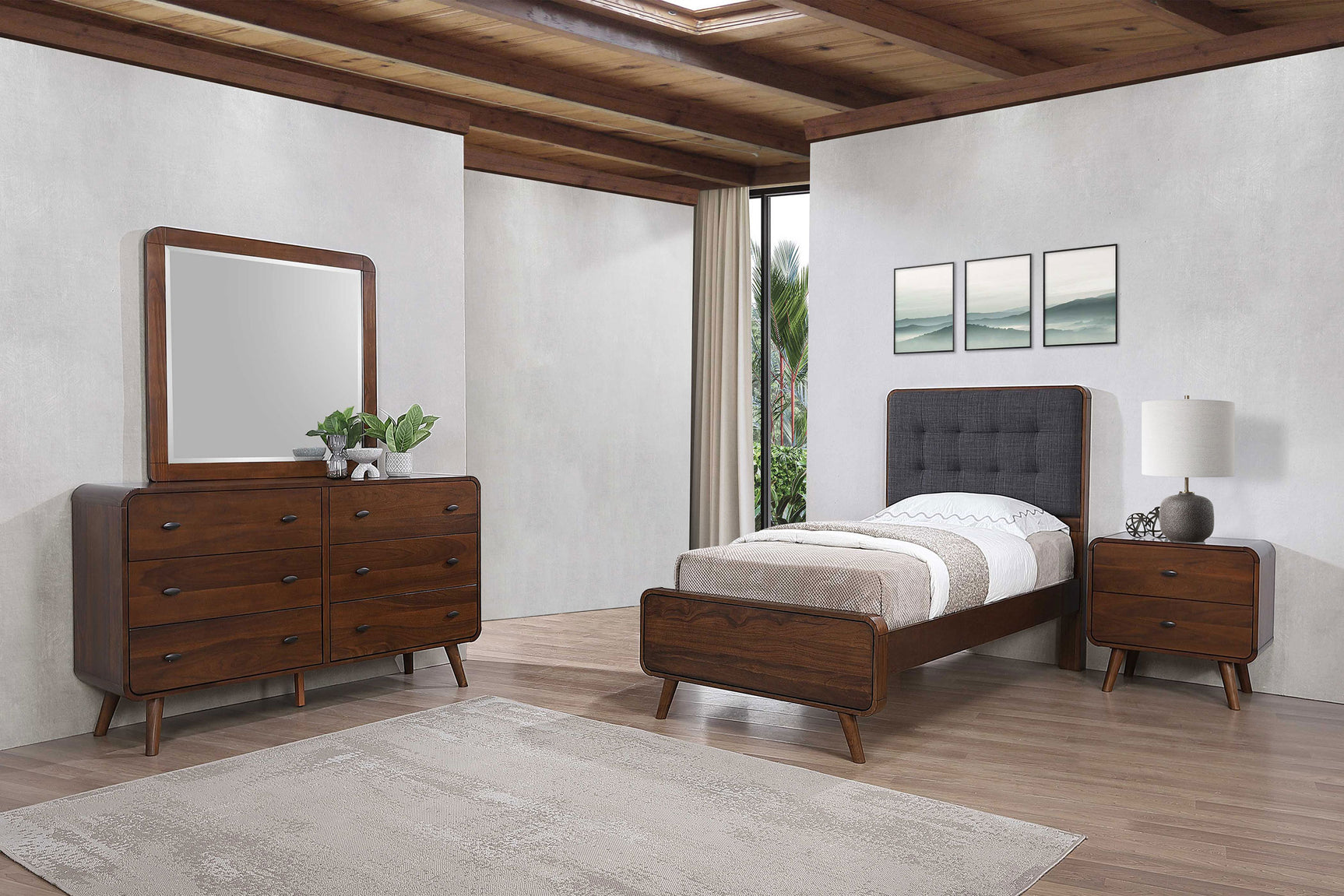 Tampa Furniture Outlet - Coaster - Robyn 4-piece Twin Bedroom Set Dark Walnut - 205131T-S4