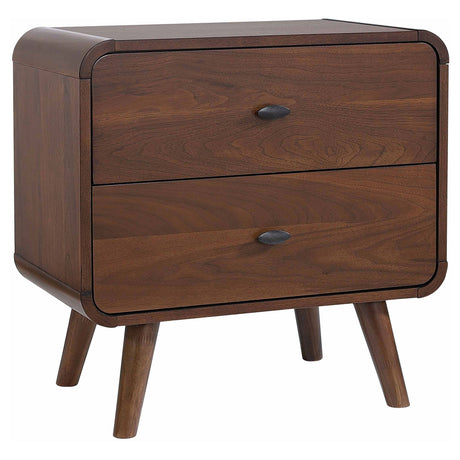 Tampa Furniture Outlet - Coaster - Robyn 2-drawer Nightstand Bedside Table Dark Walnut - 205132