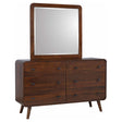 Tampa Furniture Outlet - Coaster - Robyn 6-drawer Dresser with Mirror Dark Walnut - 205133M