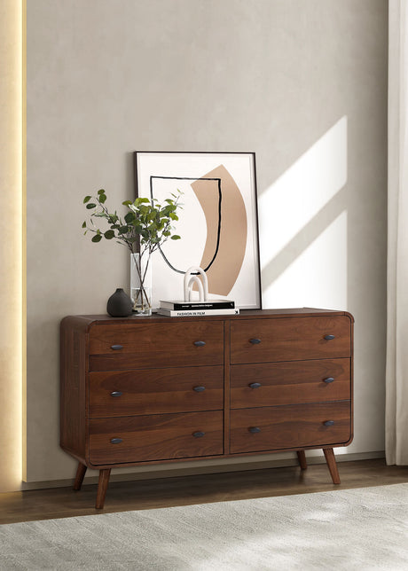 Robyn 6-drawer Bedroom Dresser Dark Walnut - Tampa Furniture Outlet
