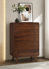 Robyn 5-drawer Bedroom Chest of Drawers Dark Walnut - Tampa Furniture Outlet