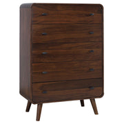 Tampa Furniture Outlet - Coaster - Robyn 5-drawer Bedroom Chest of Drawers Dark Walnut - 205135