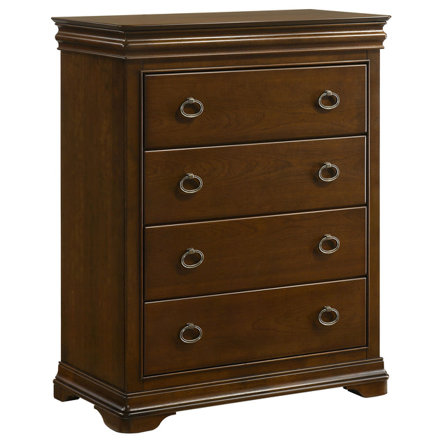 Tampa Furniture Outlet - Coaster - Garland 4-drawer Bedroom Chest of Drawers Brown Cherry - 205305