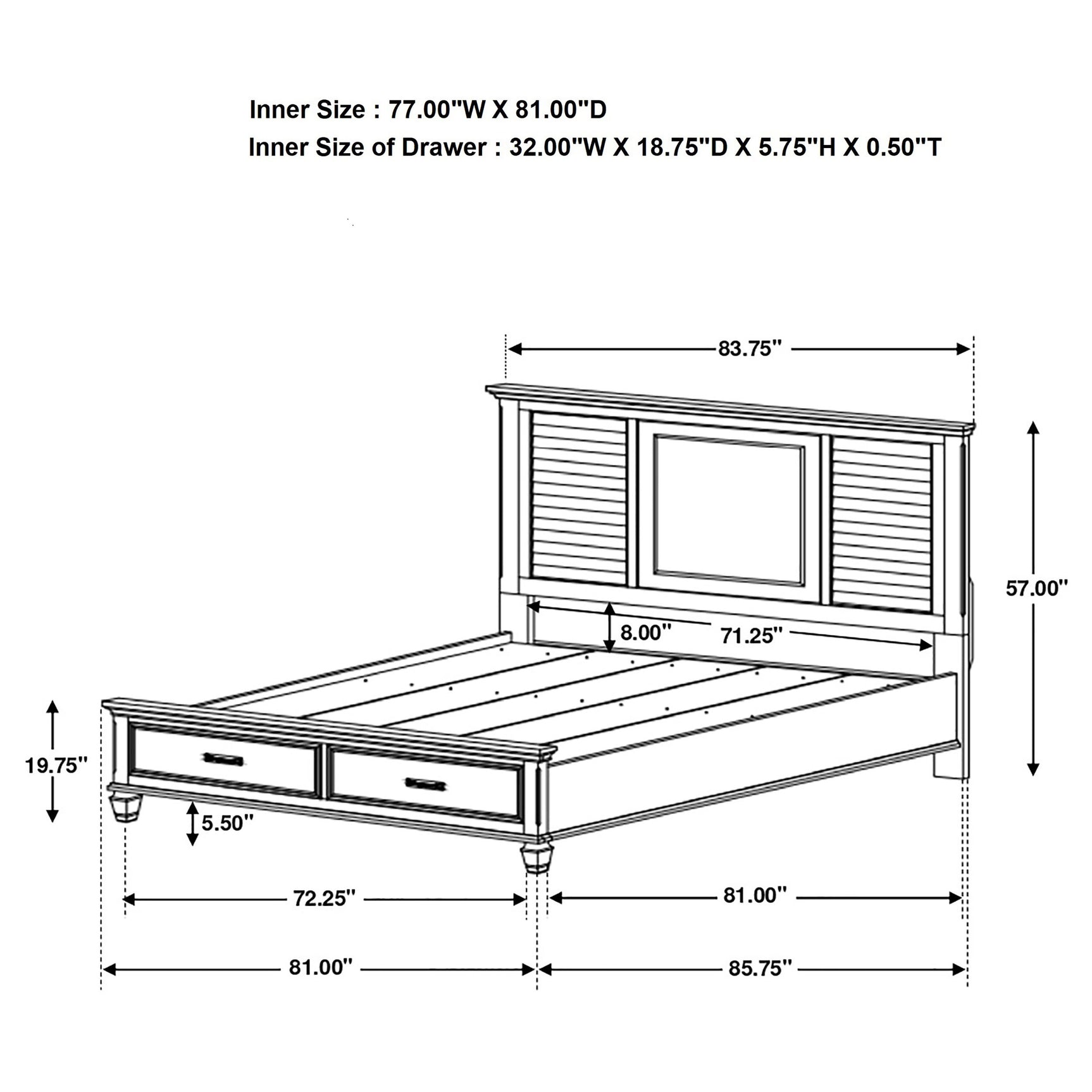 Franco 4-piece Eastern King Bedroom Set Distressed White - Tampa Furniture Outlet