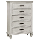 Franco 5-piece Eastern King Bedroom Set Distressed White - Tampa Furniture Outlet