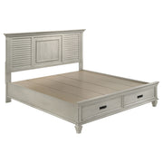 Tampa Furniture Outlet - Coaster - Franco Wood Eastern King Storage Panel Bed Distressed White - 205330KE