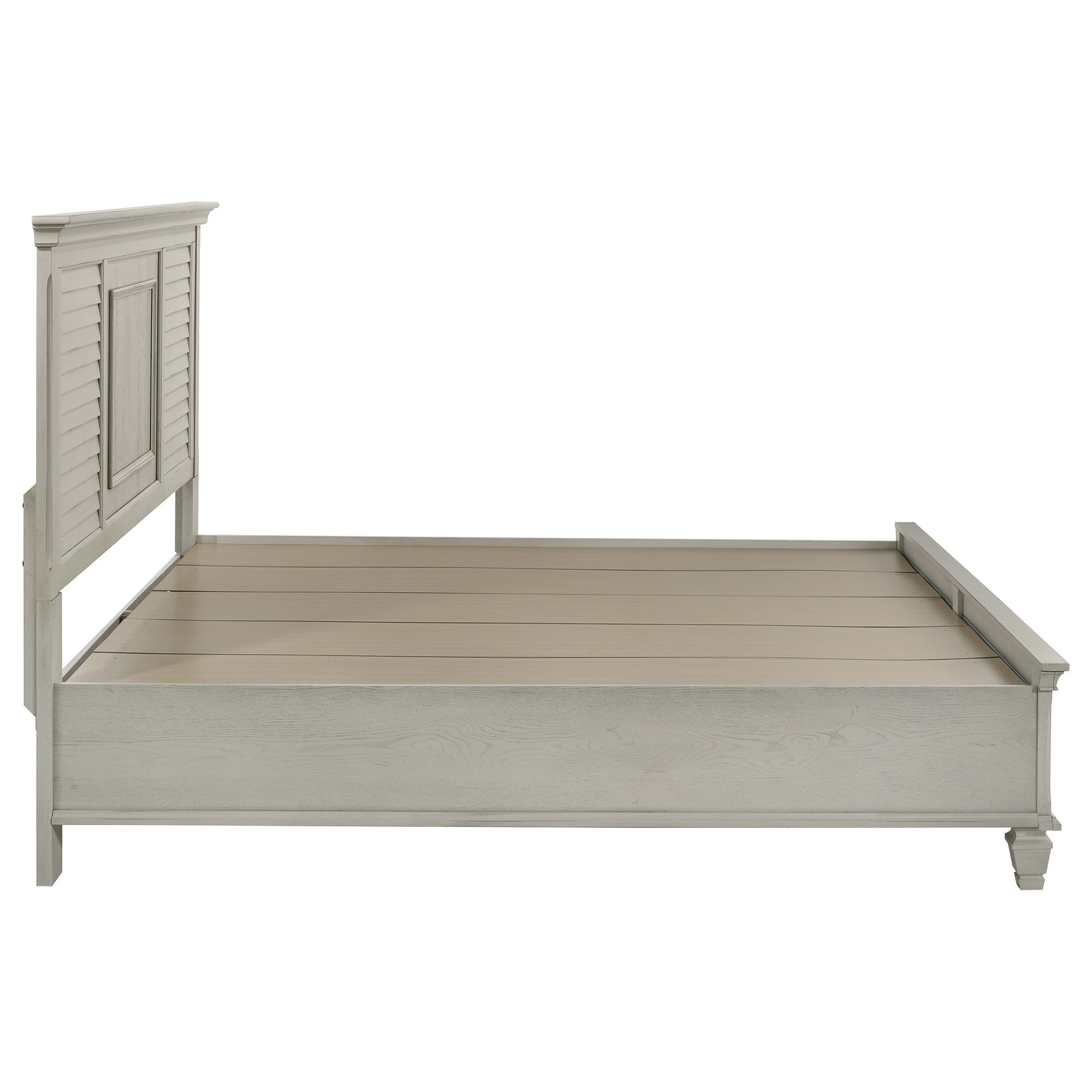 Franco Wood Eastern King Storage Panel Bed Distressed White - Tampa Furniture Outlet