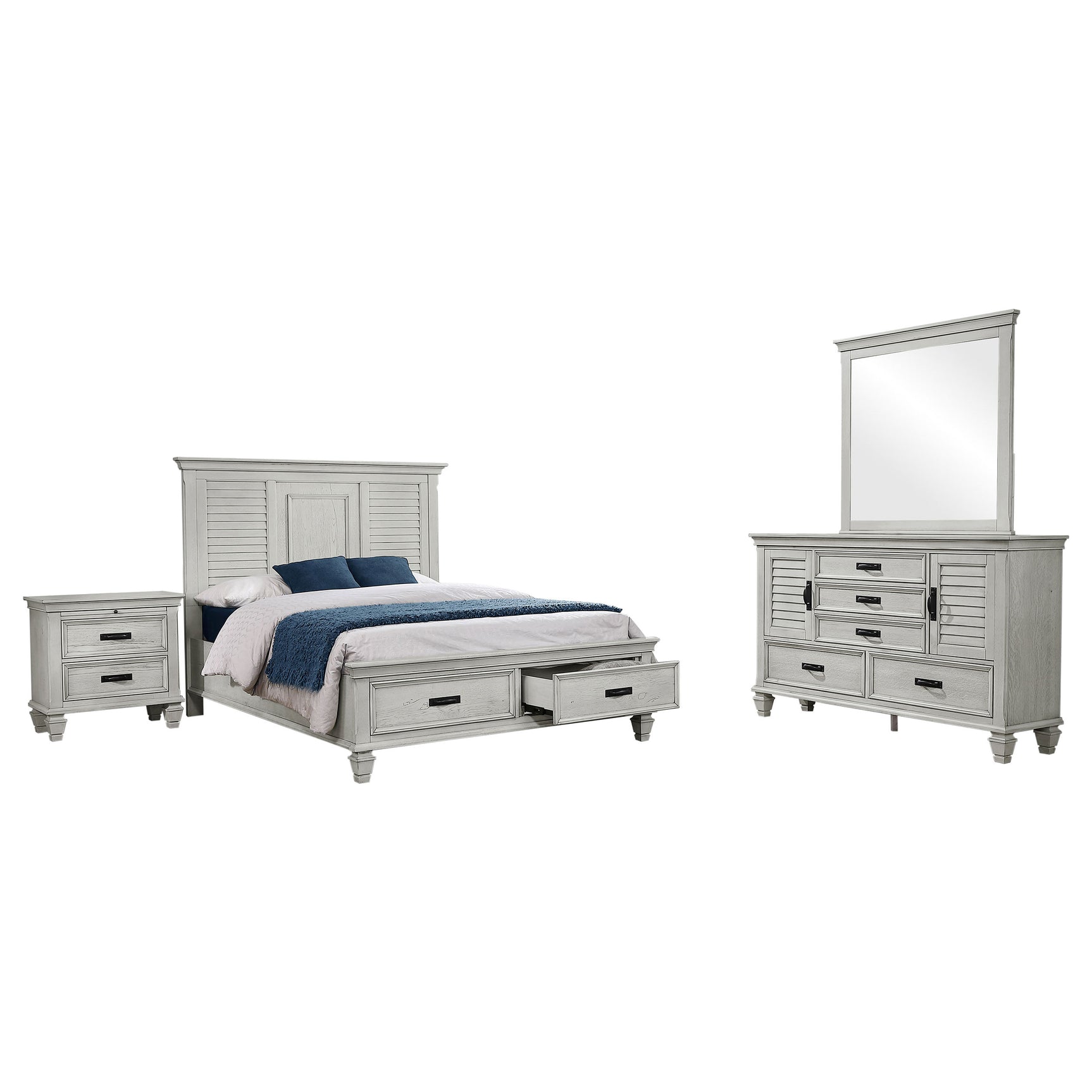 Franco 4-piece Queen Bedroom Set Distressed White - Tampa Furniture Outlet