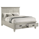 Franco Wood Queen Storage Panel Bed Distressed White - Tampa Furniture Outlet