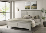 Franco Wood Eastern King Panel Bed Distressed White - Tampa Furniture Outlet