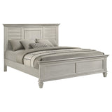 Franco Wood Eastern King Panel Bed Distressed White - Tampa Furniture Outlet