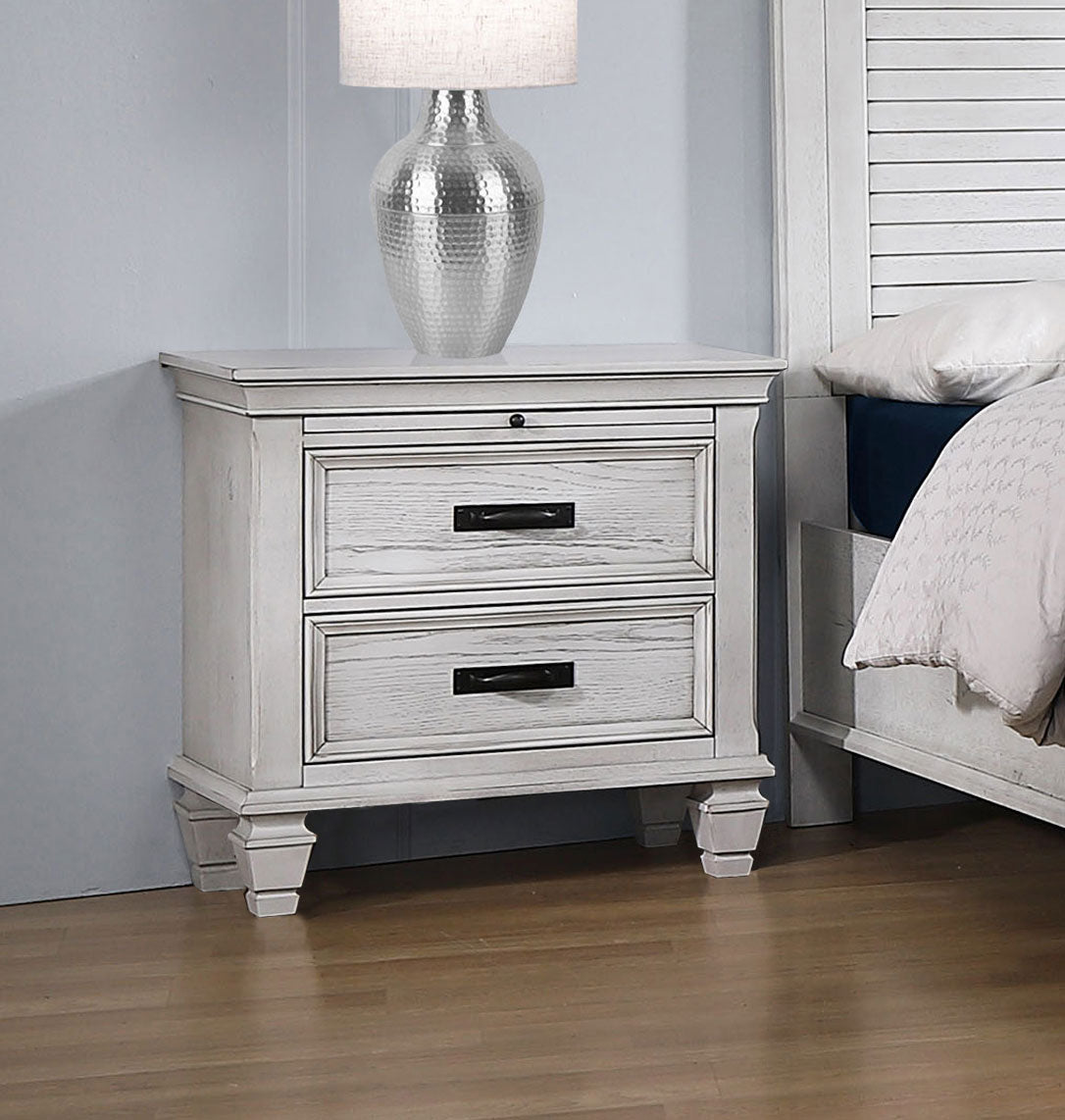 Franco 2-drawer Nightstand Distressed White - Tampa Furniture Outlet