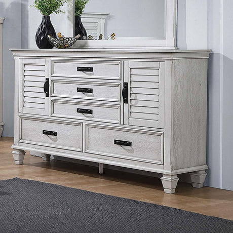 Franco 5-drawer Dresser Distressed White - Tampa Furniture Outlet