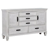 Tampa Furniture Outlet - Coaster - Franco 5-drawer Dresser Distressed White - 205333