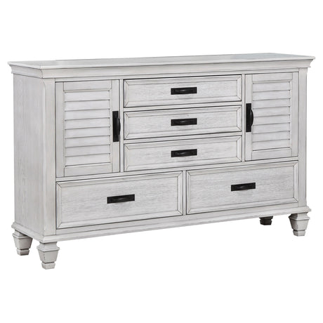 Tampa Furniture Outlet - Coaster - Franco 5-drawer Dresser Distressed White - 205333