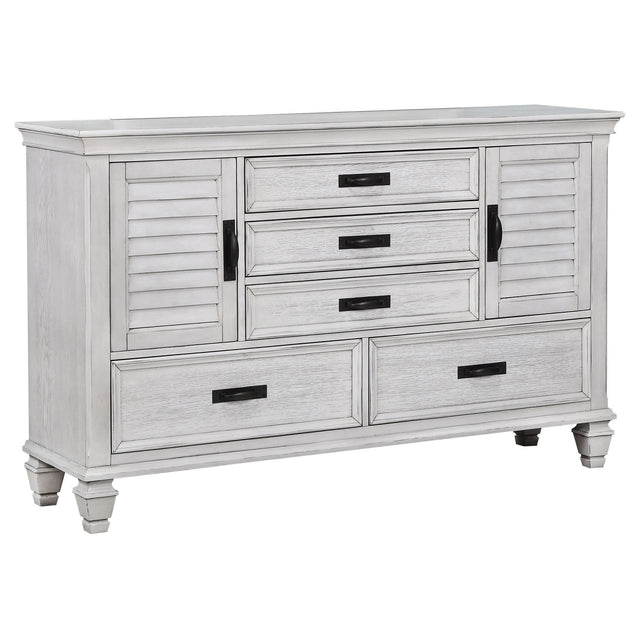 Tampa Furniture Outlet - Coaster - Franco 5-drawer Dresser Distressed White - 205333